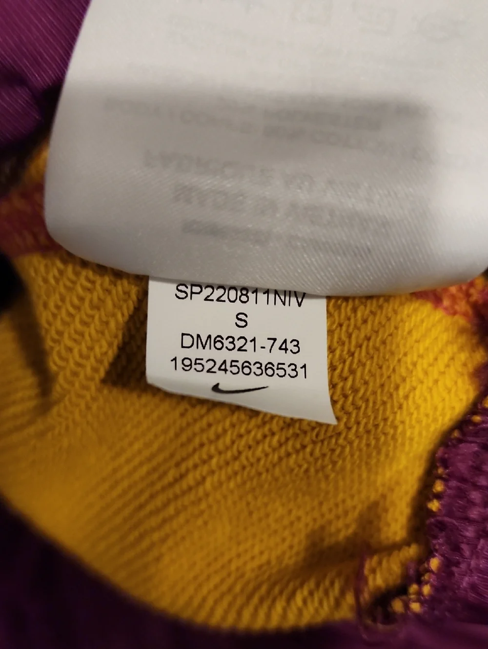 Nike Retro Yellow Pink & Sangria Colorblock Cropped Pullover Size S